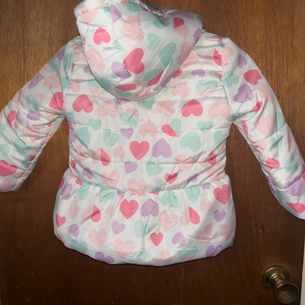 Kids|4T Puffer Jacket Heart Patterned - Picture 7 of 7